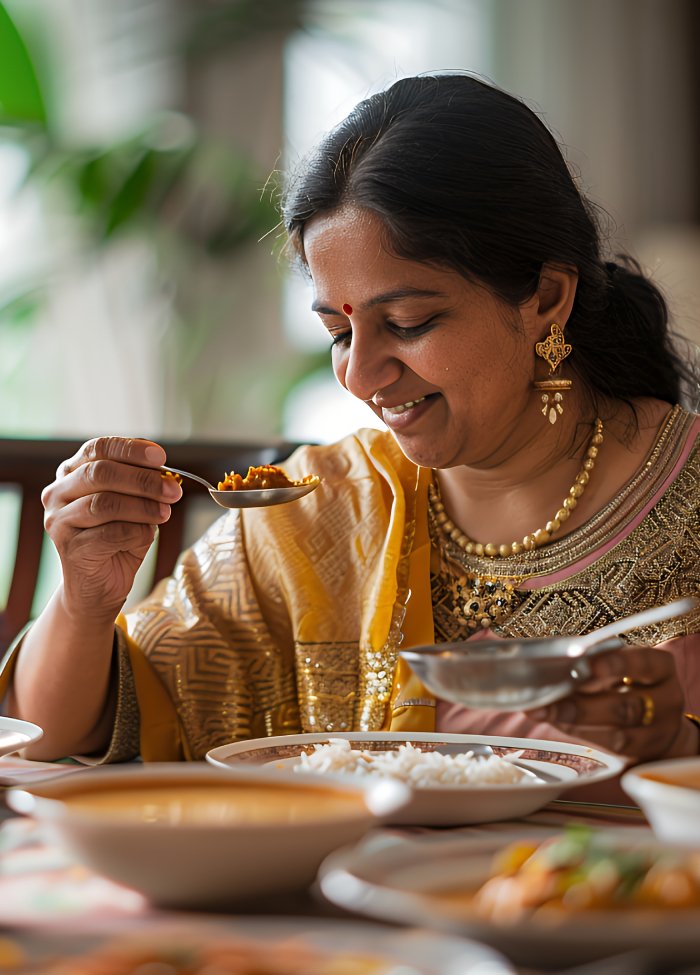 Woman enjoying her food
